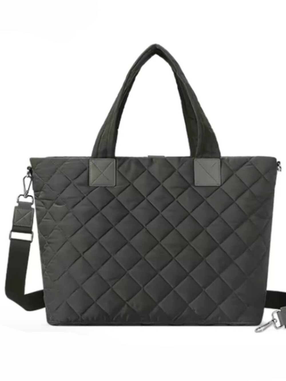 WESTBRONCO Black Quilted Travel Tote Bag Luggage Sleeve Crossbody